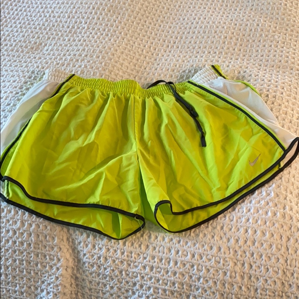 Nike Dri-Fit Running Shorts Neon Green and White